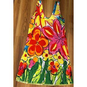 Jams World Dress Coverup Womens  XS Floral Hawaiian Colorful Aloha Sleeveless